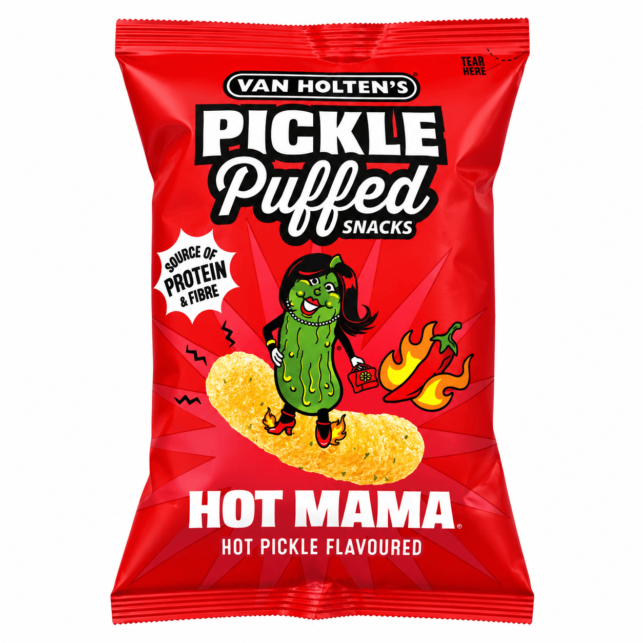 van holten's pickle puffed snack hot mama hot pickle flavoured 90gr