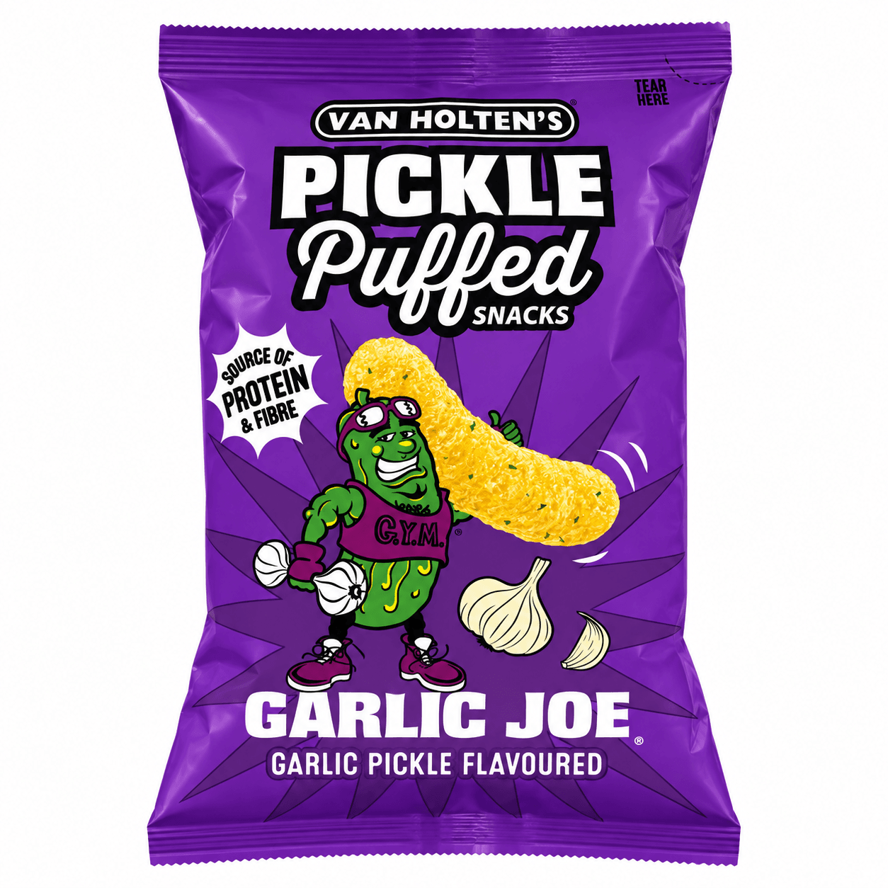 van holten's pickle puffed snacks garlic joe garlic pickle flavoured 90gr